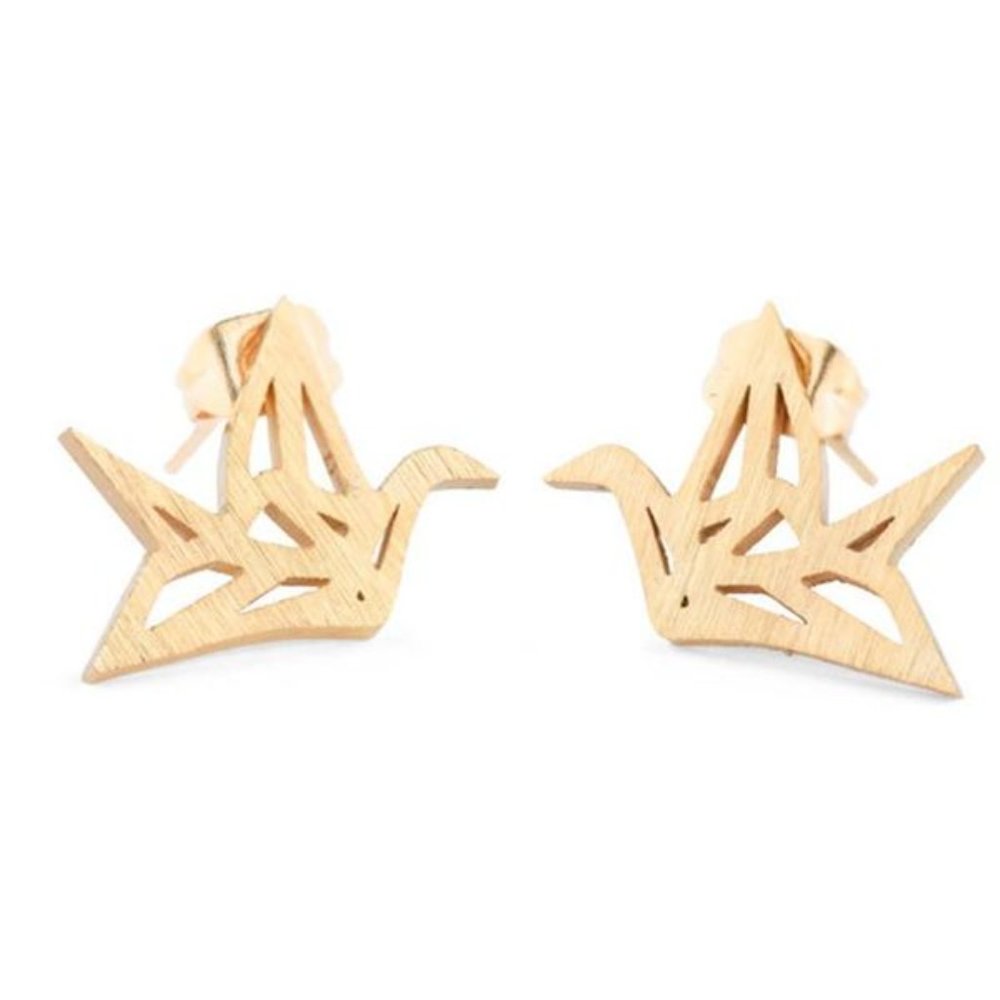 Paper Crane Earrings, Gold, Silver or Rose Go…